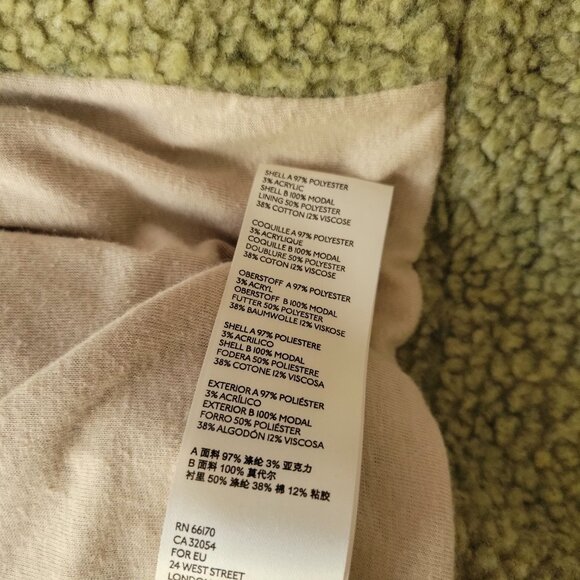 We The Free Women’s M Green Sherpa Fleece Zip Jacket Oversized Boho Coat - Picture 8 of 12